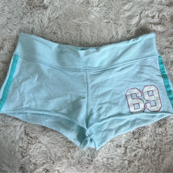 Vintage Y2k light blue California booty drawstring shorts - Picture 2 of 4